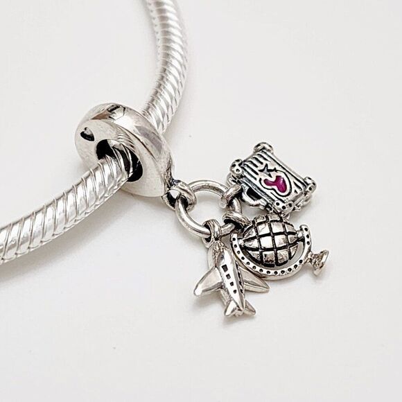 Pandora Globe, Suitcase Dangle Charm - Picture 2 of 4